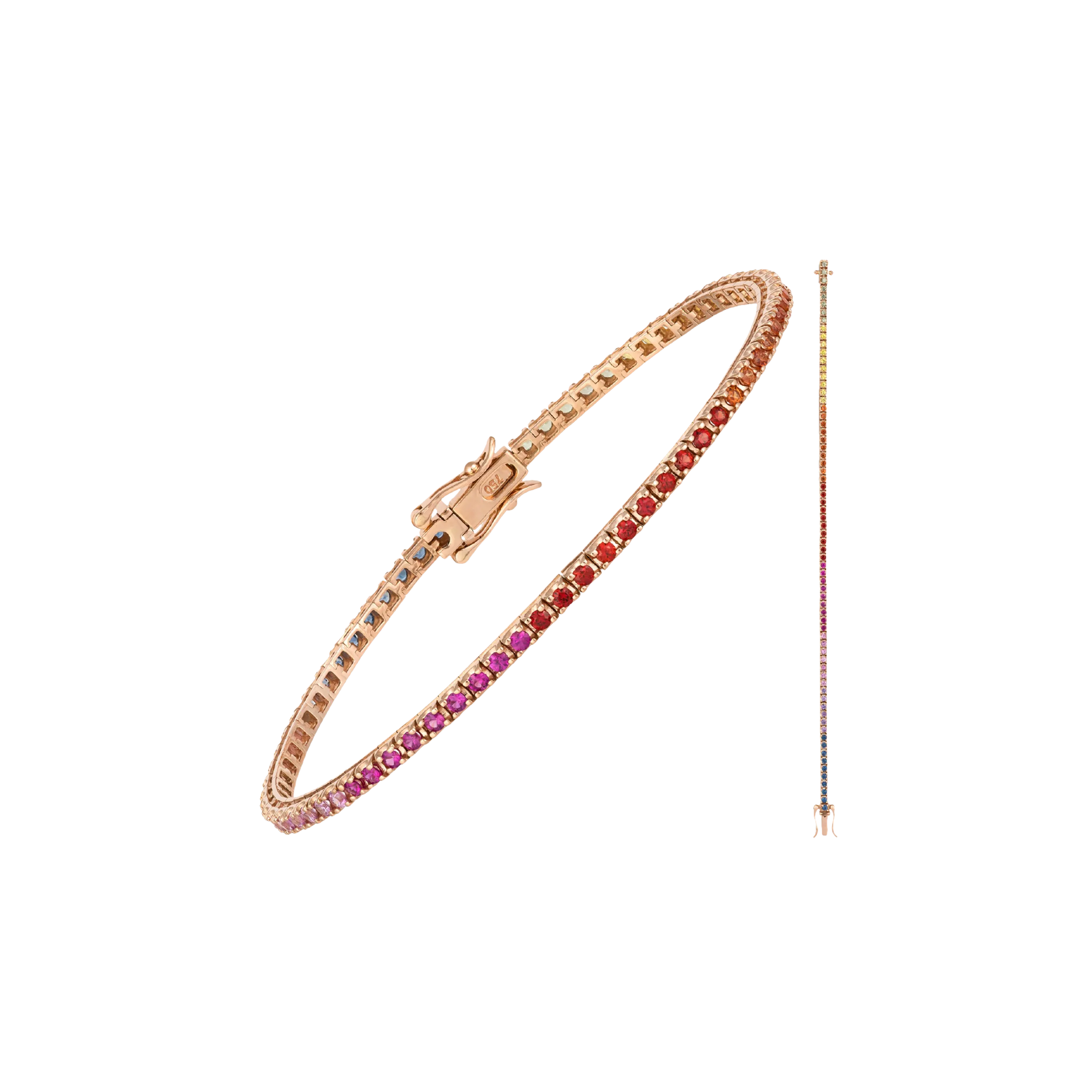 BRACCIALE TENNIS RAINBOW IN ORO ROSA CON ZAFFIRI MULTICOLOR - AB0202/RB