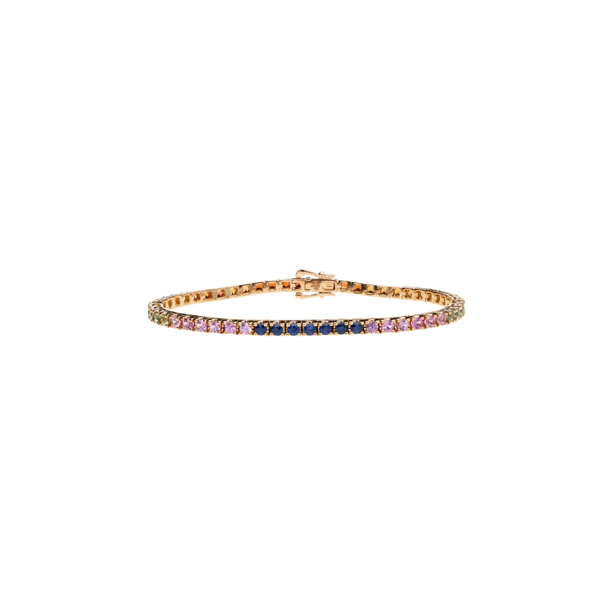 BRACCIALE TENNIS RAINBOW IN ORO ROSA CON ZAFFIRI MULTICOLOR - AB0305/MCS