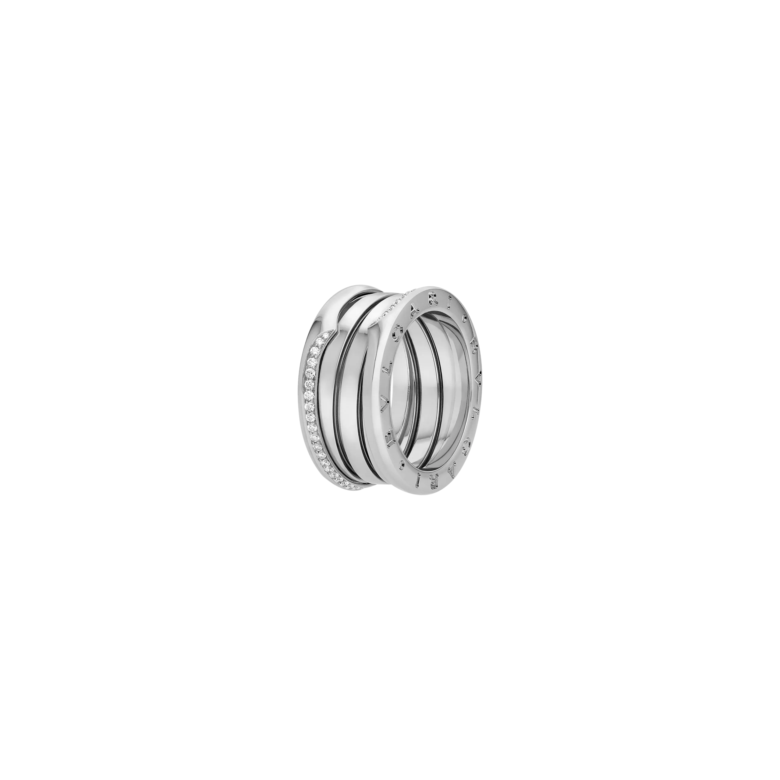 ANELLO B.ZERO1 A TRE FASCE IN ORO BIANCO CON DEMI-PAVÈ DI DIAMANTI - AN859412 - AN859830