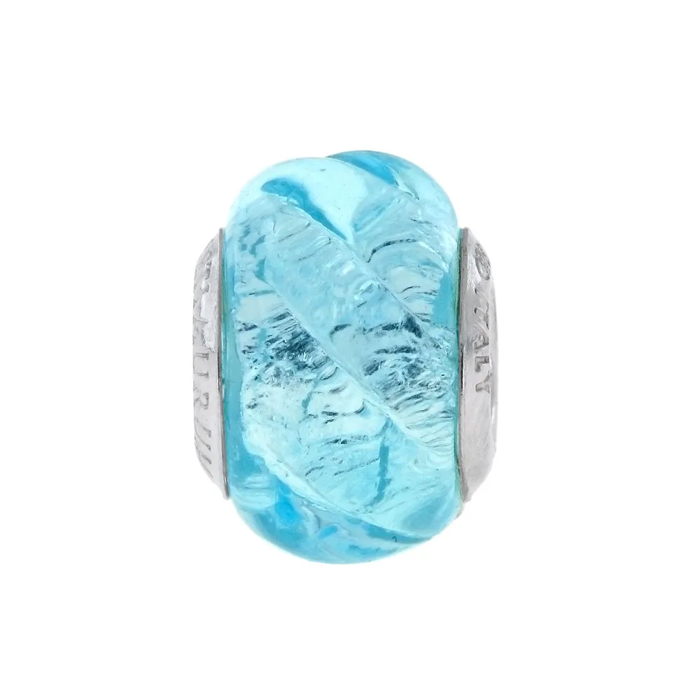 Charm intagli Azzurri vetro di Murano e argento 925