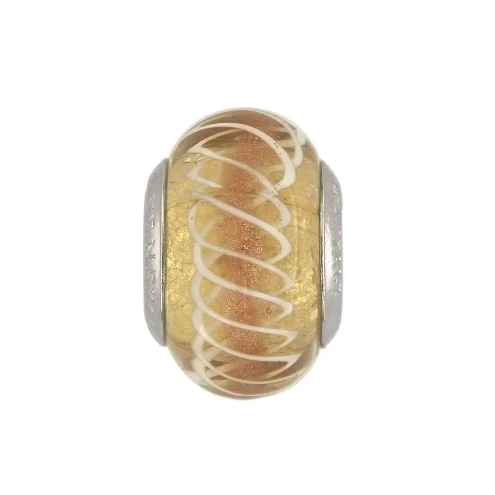 Charm Oro in vetro di Murano e argento rodiato