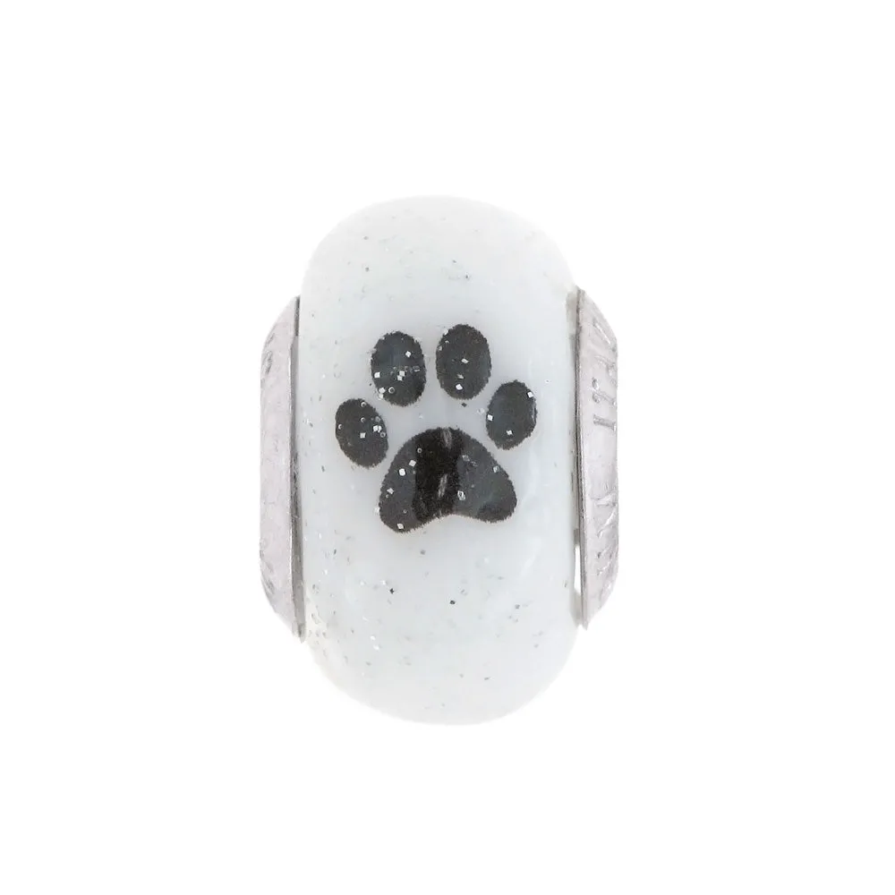 Charm in vetro di Murano Bianco con Impronta di cucciolo