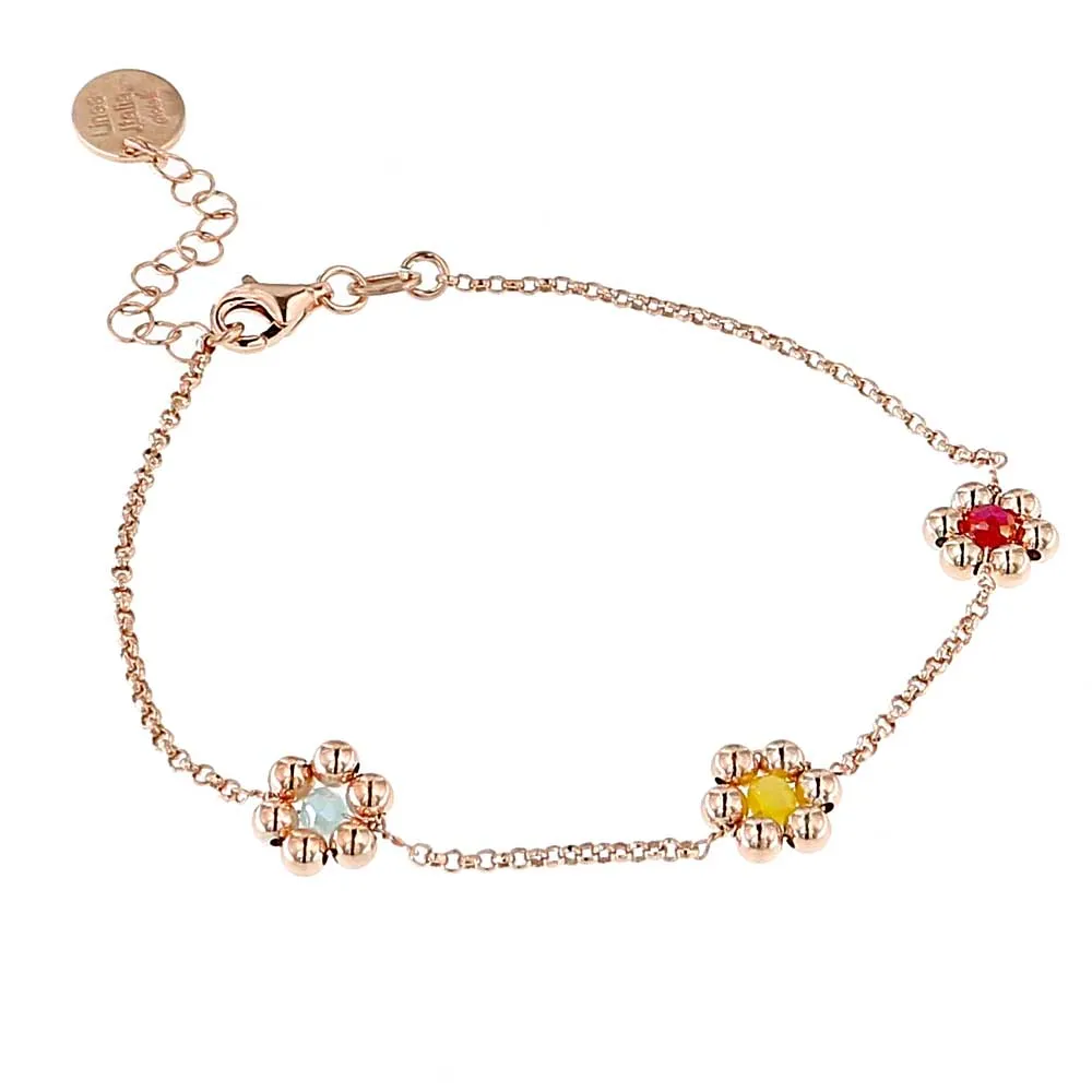 Bracciale Fiori Argento Rosa
