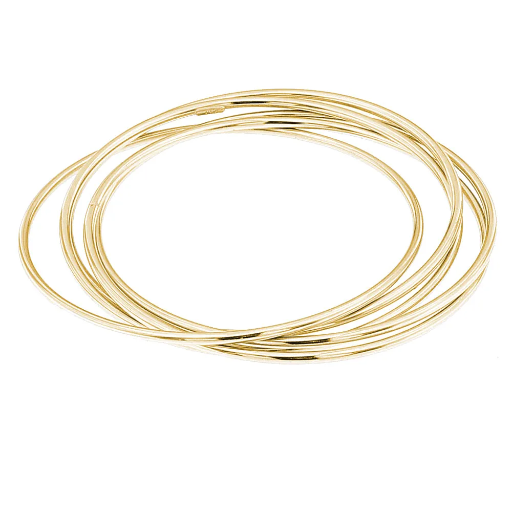 Bracciale 5 cerchi rigidi intrecciati placcato oro