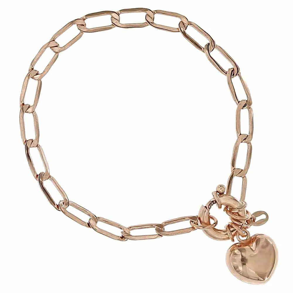 Bracciale Catena con Cuore Argento Rosa