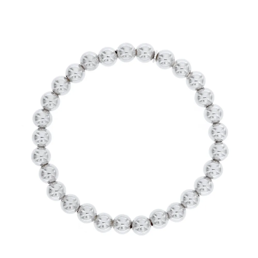 Bracciale elastico con sfere 6mm in argento