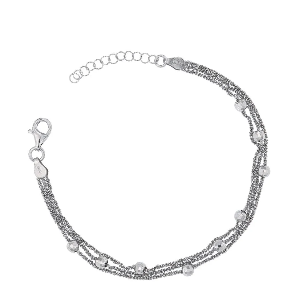 Bracciale a tre giri con sfere in argento 925