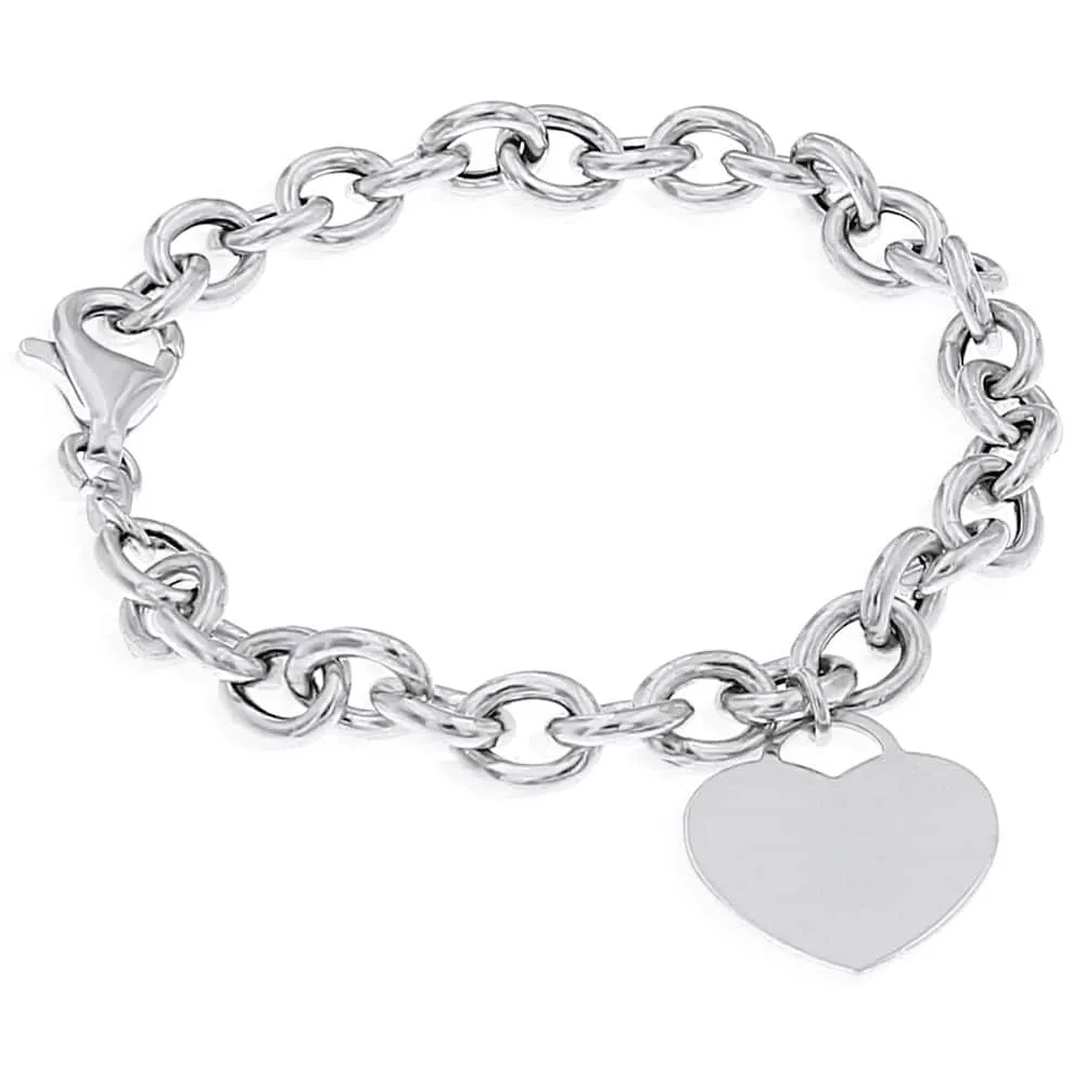 Bracciale Catena Argento Ciondolo Cuore Grande