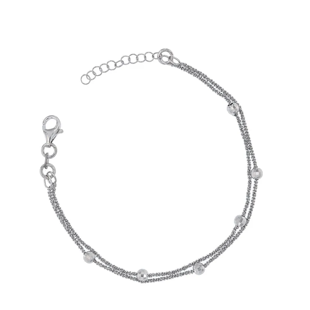 Bracciale doppio in argento con sfere