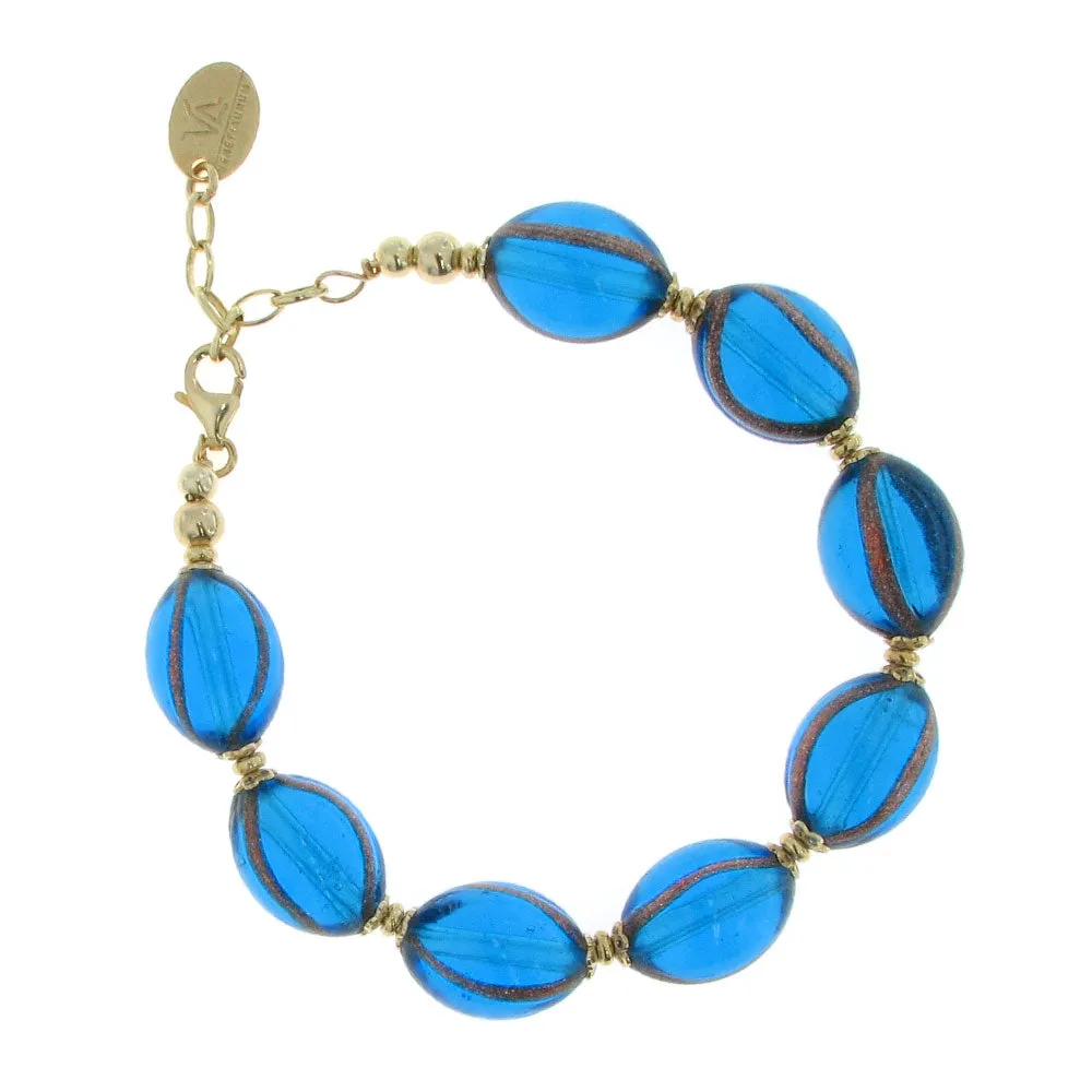 Bracciale in vetro di Murano Venetiaurum Blu e oro giallo