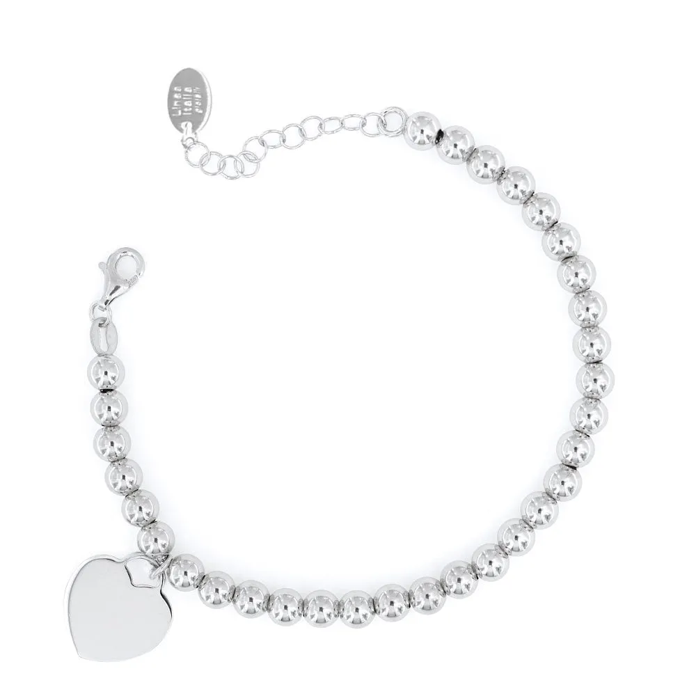Bracciale con palline e ciondolo cuore argento