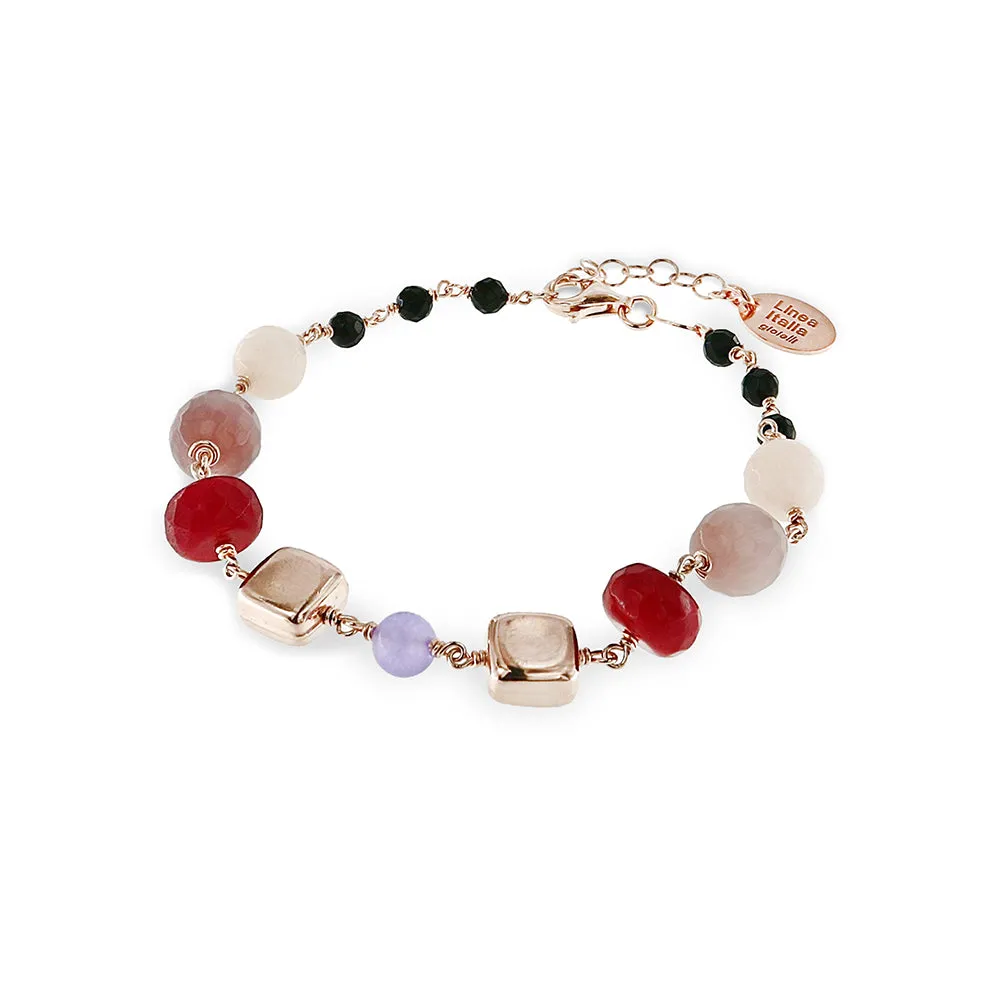 Bracciale con Quarzo e Agata in Argento Rosé