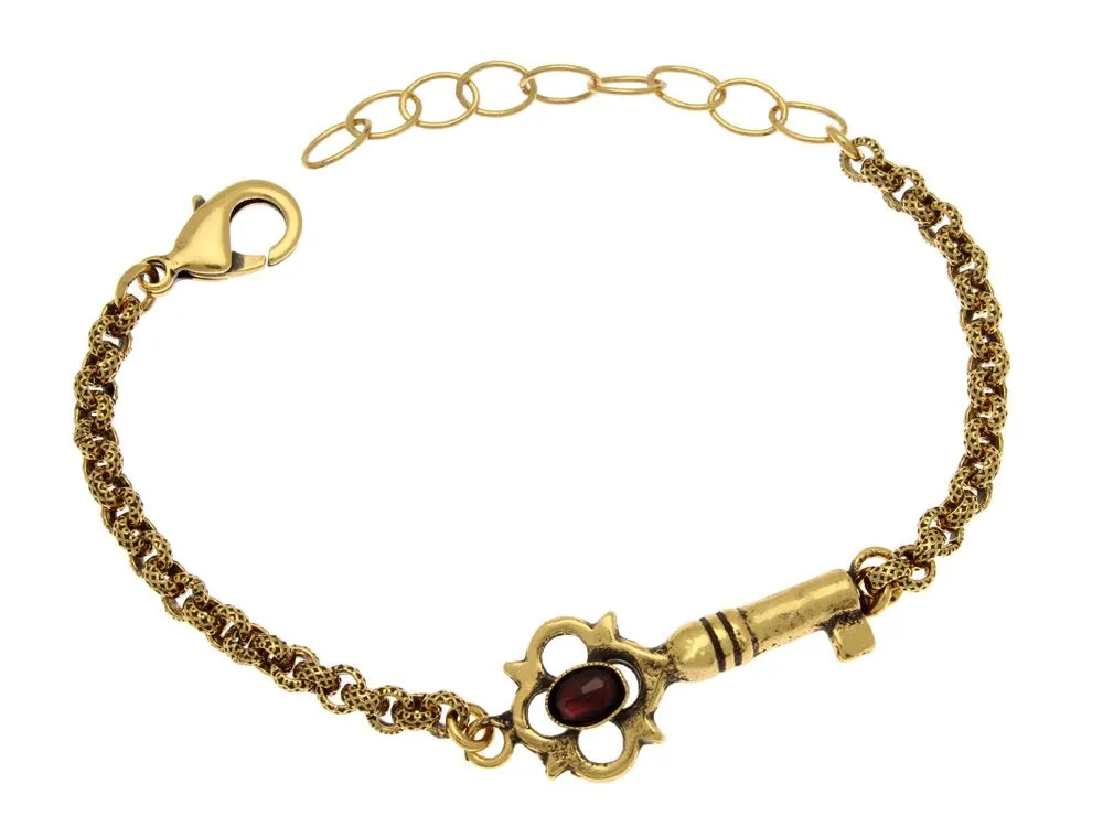 Alcozer Bracciale piccola chiave magica in ottone placcato oro