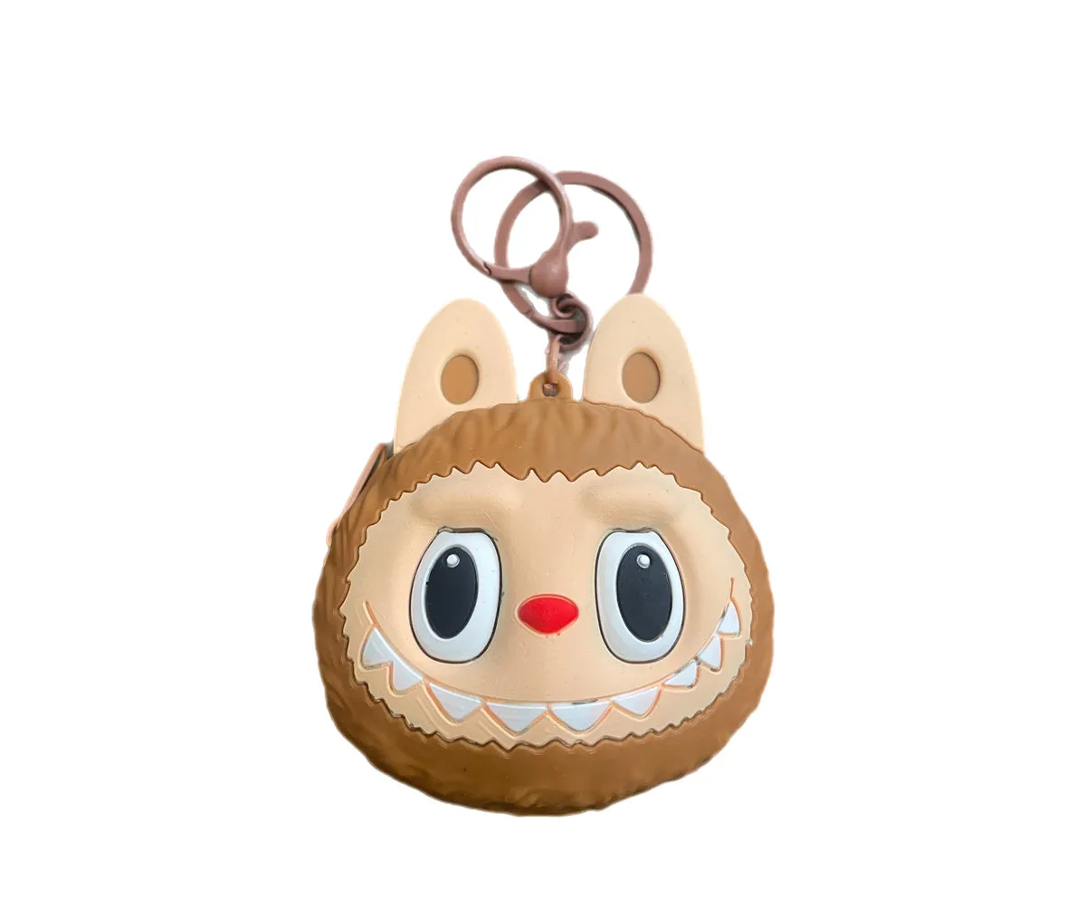 Portamonete applique borsetta Labubu marrone