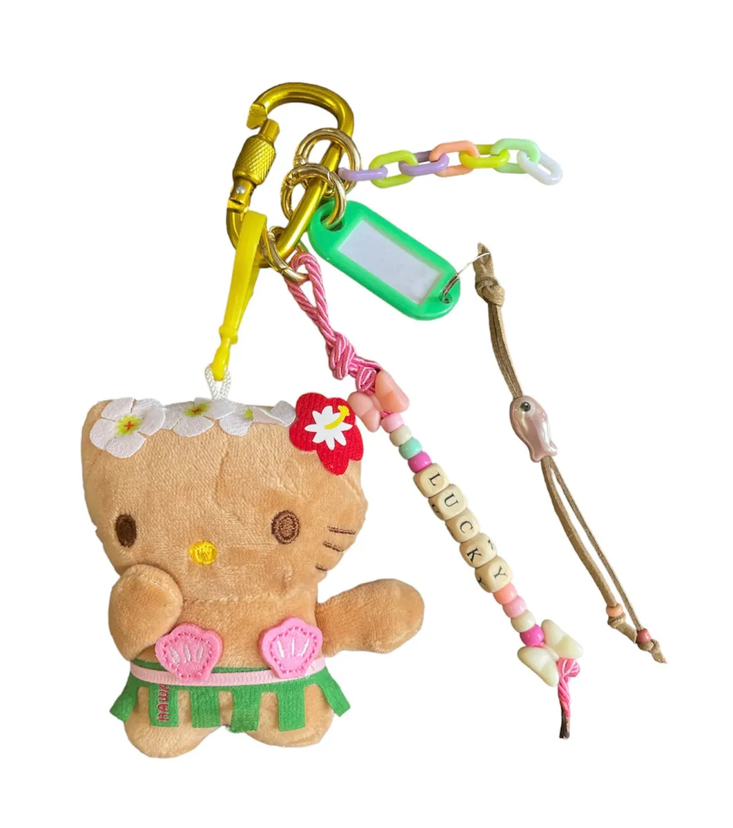 Portachiavi e applique borsa Pimp your Bag Hallo kitty Hawaii ballerina Hawaiana  in peluche