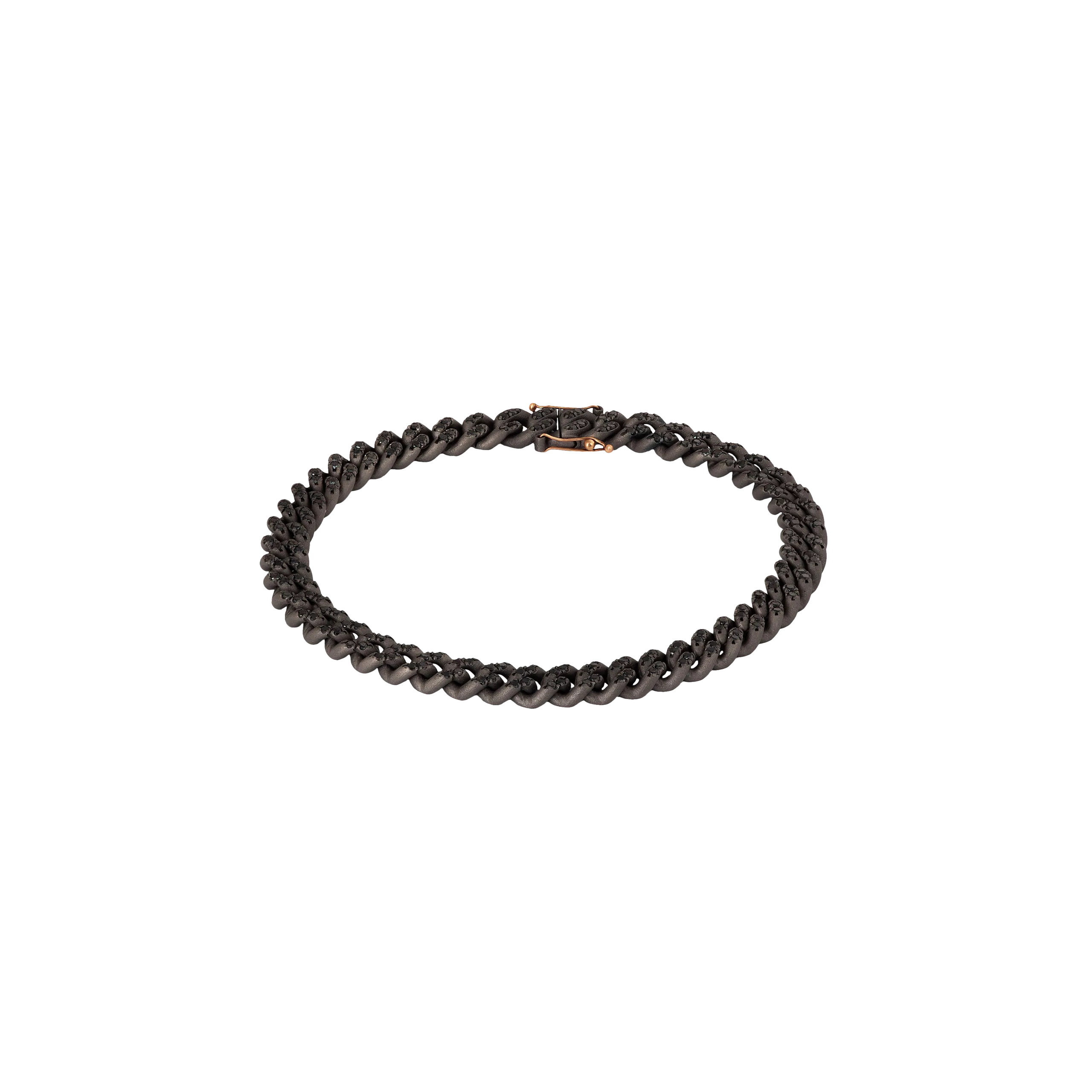 BRACCIALE UOMO GROUMETTE IN TITANIO, DIAMANTI BLACK E ORO ROSSO - GROUBRTBSN - GROUBRTBSN