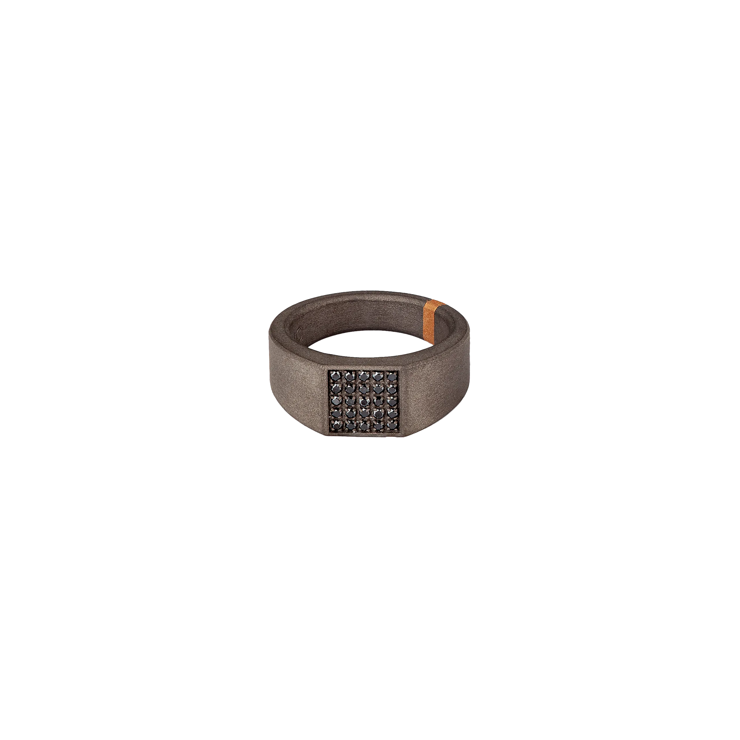 ANELLO UOMO MINIMAL IN TITANIO, ORO ROSSO E PAVÉ DI DIAMANTI BLACK - MINANT25BRGMU - MINANT25BRGMU