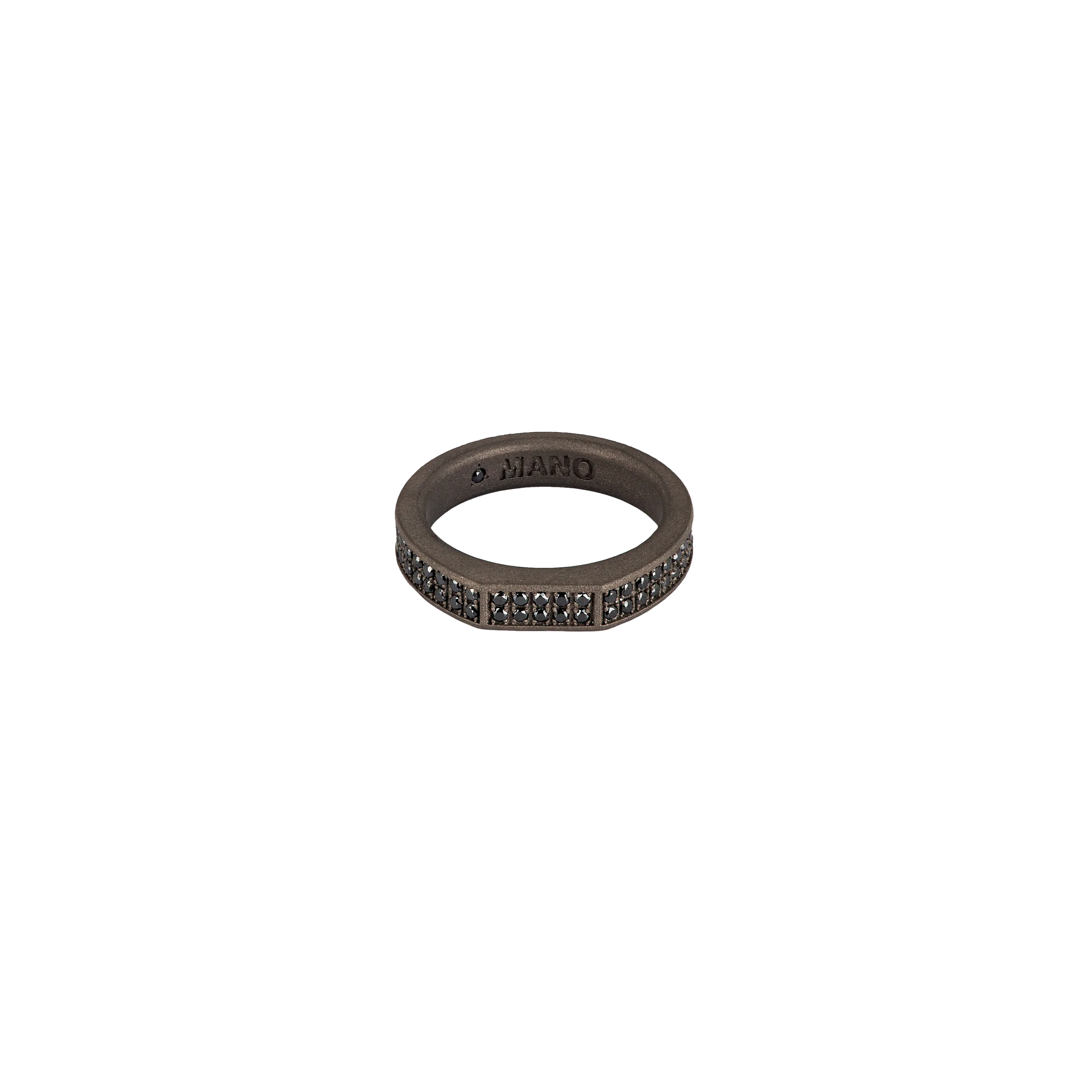 ANELLO UOMO MINIMAL IN TITANIO TUTTO INCASSATO E DIAMANTI BLACK - MINANTBFET - MINANTBFET