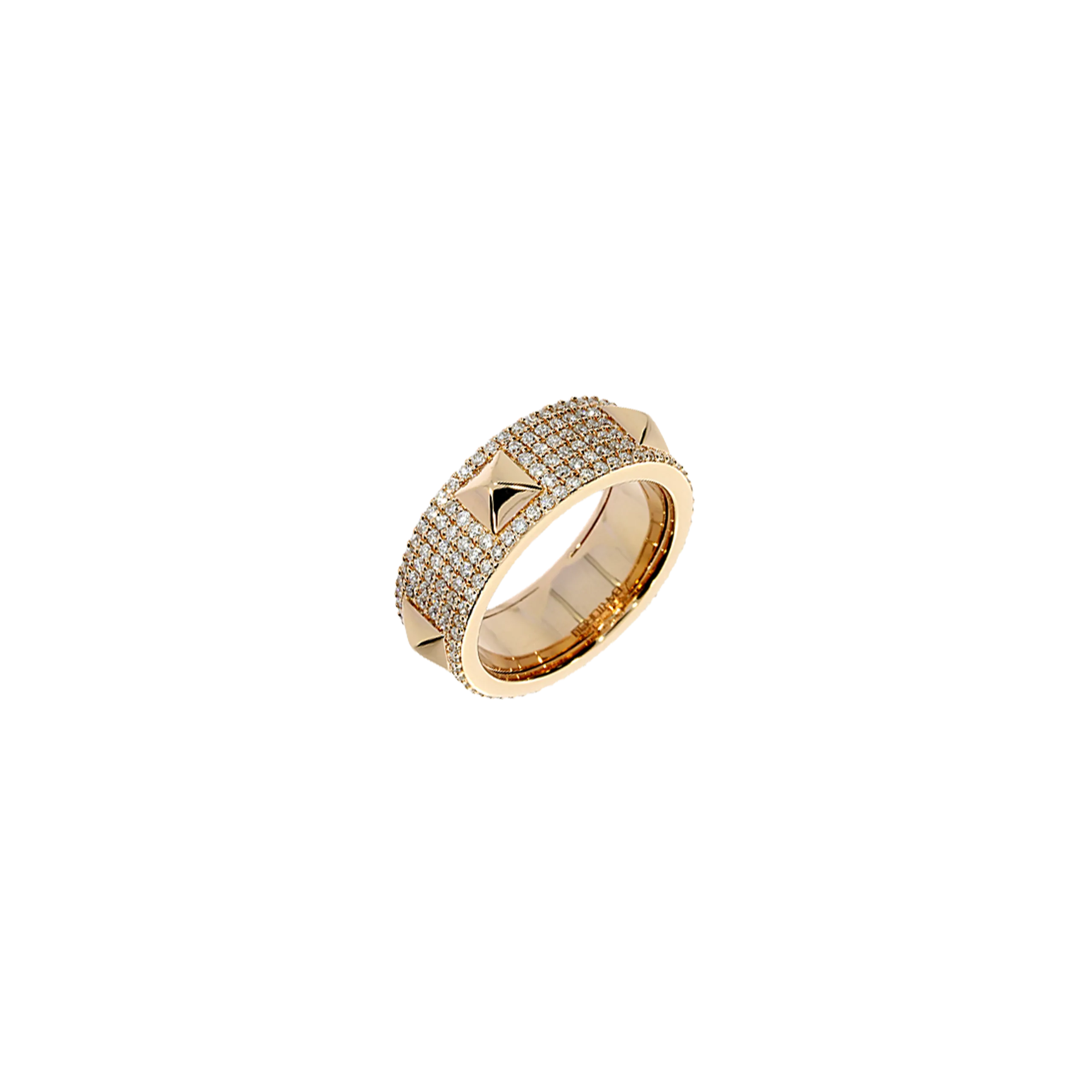 ANELLO A FASCIA PIRAMIDI IN ORO ROSA CON PAVÉ DI DIAMANTI - VR28816D13P