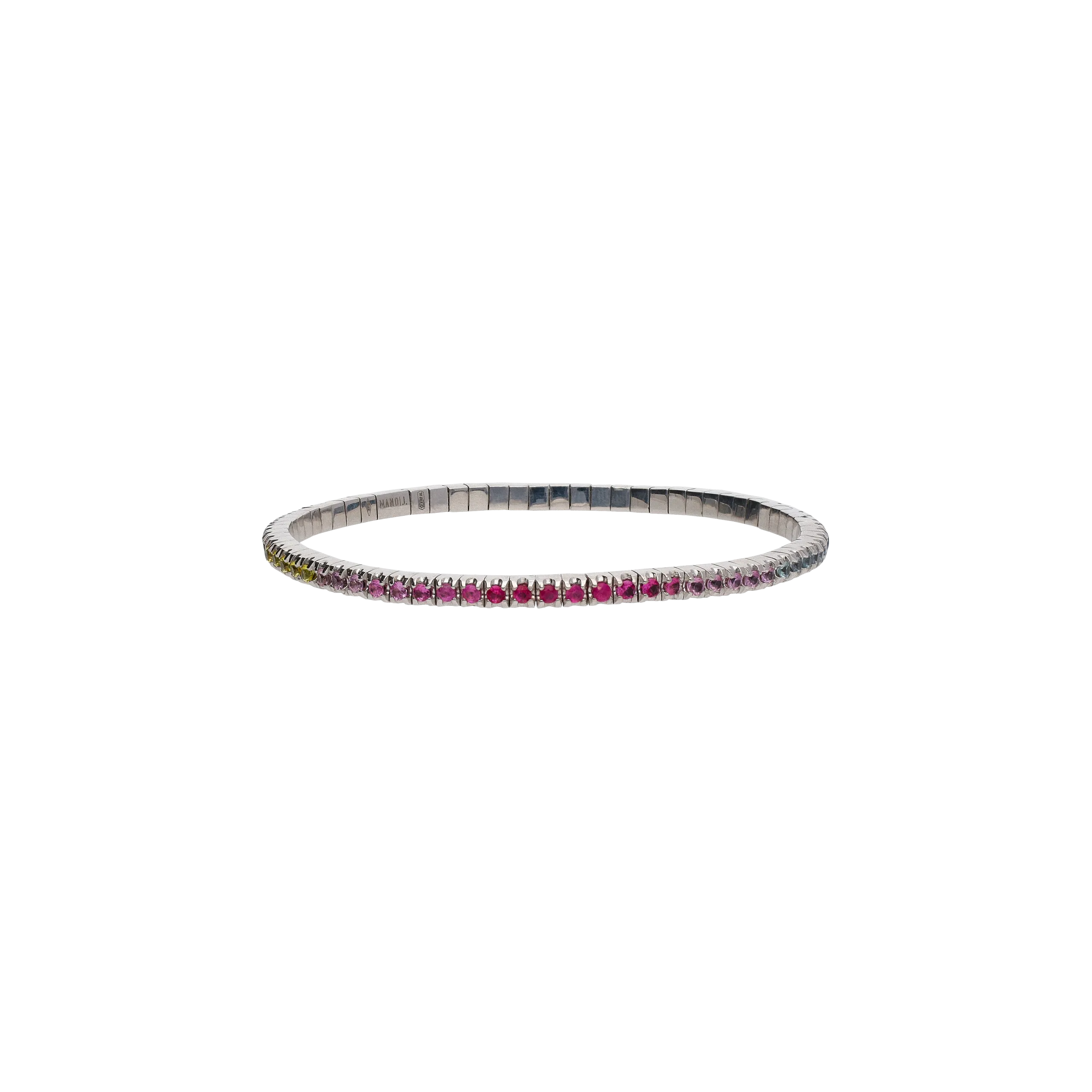 BRACCIALE TENNIS ELASTICO IN ORO BIANCO E ZAFFIRI MULTICOLOR - TENBROBZAMUL9KT - TENBROBZAMUL9KT