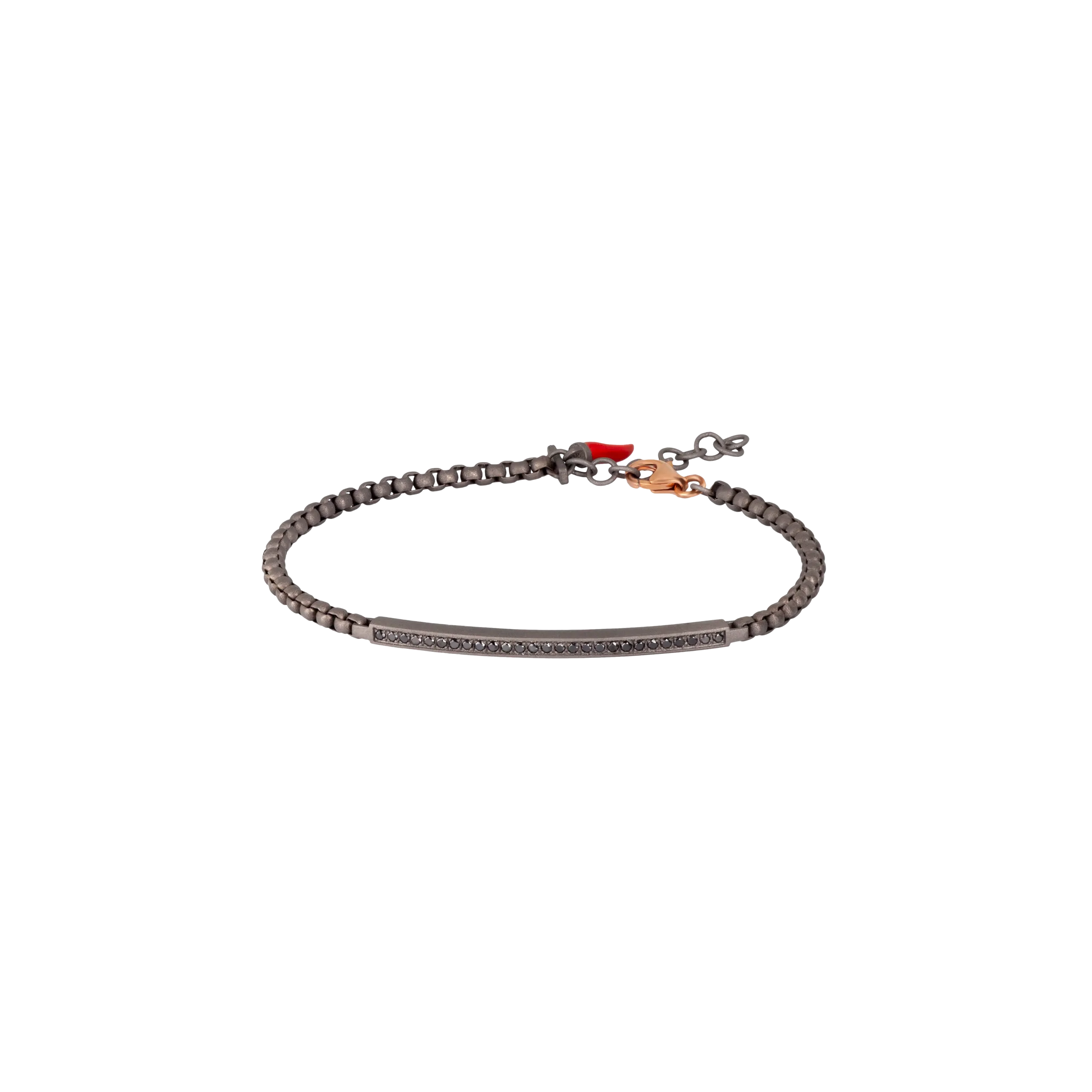 BRACCIALE UOMO CON CATENINA SCOOBY DOO E TARGHETTA IN TITANIO CON DIAMANTI BLACK - CATSCOBRTTARTB