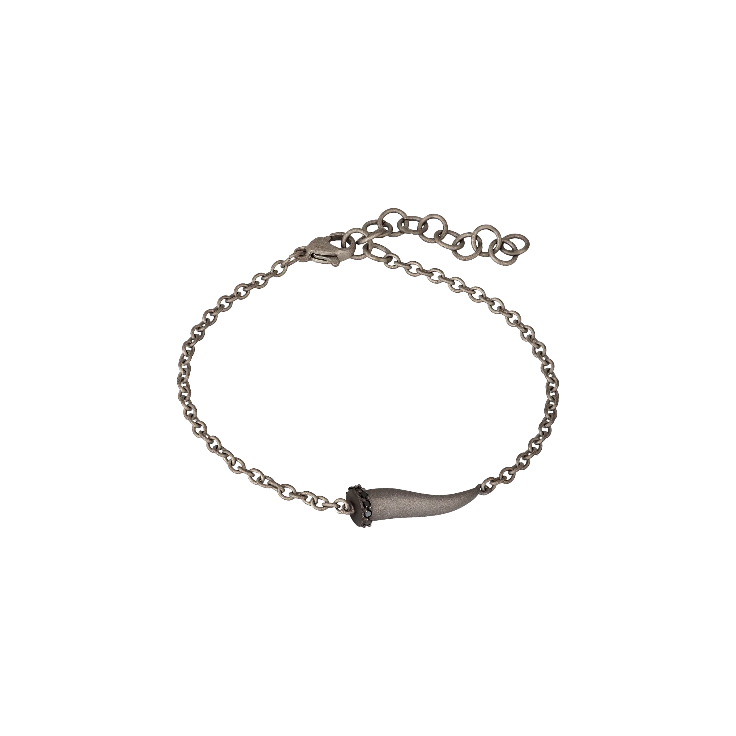 BRACCIALE CHARMS UOMO LUCKY HORN CON CORNETTO IN TITANIO, 5 BLACK E CATENA - CHBRT5BBRK