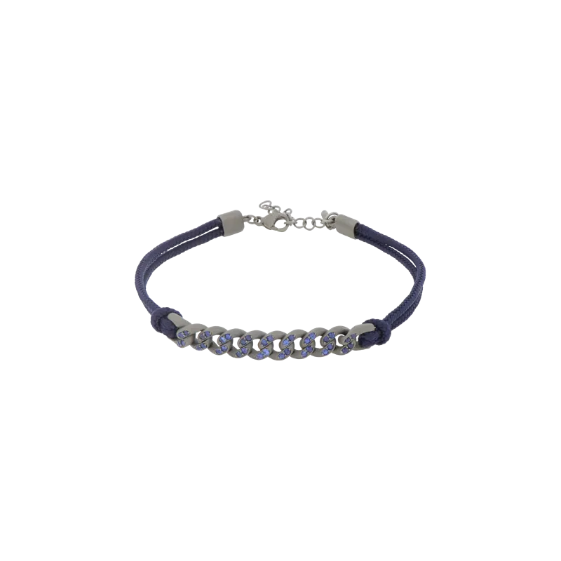 BRACCIALE GROUMETTE NAUTICA IN TITANIO CON ZAFFIRI BLU E LACCIO BLU NAVY - BRG1013