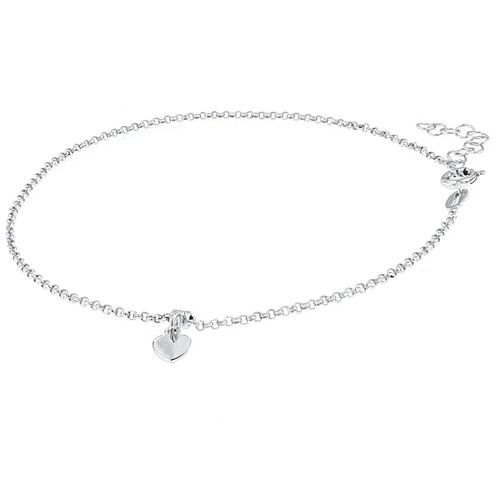 Catenina da Caviglia in Argento 925 con Pendente a Cuore