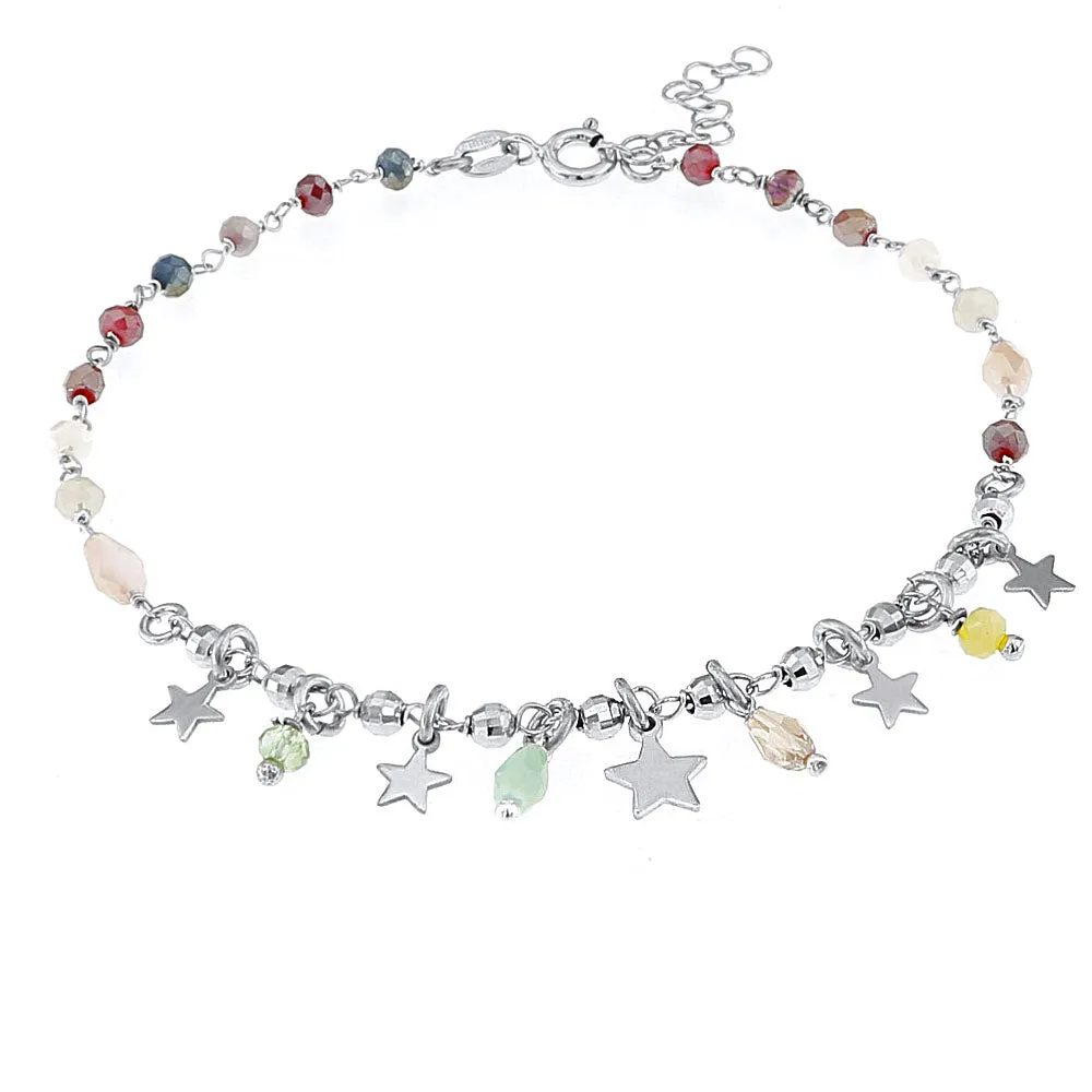 Cavigliera in Argento con Stelline Pendenti