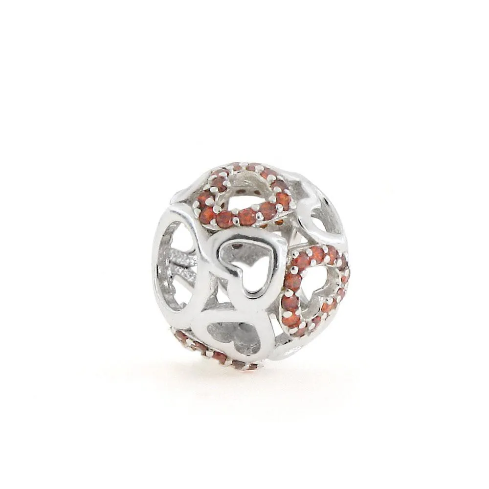 Charm openwork Cuori Rossi