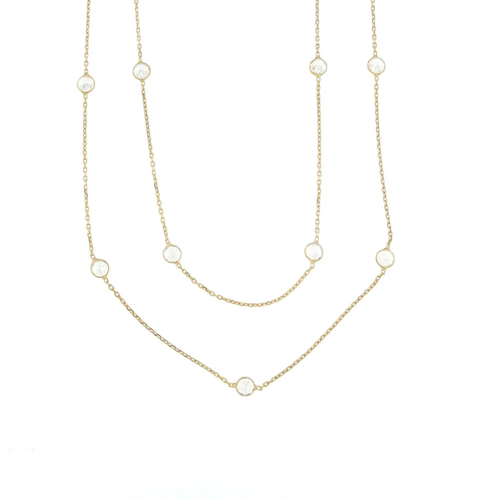 Collana lunga in argento 925 colore oro con punti luce