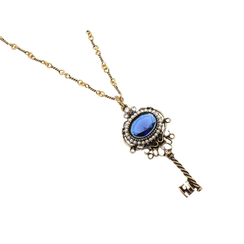 Collana Alcozer chiave con pietra blu
