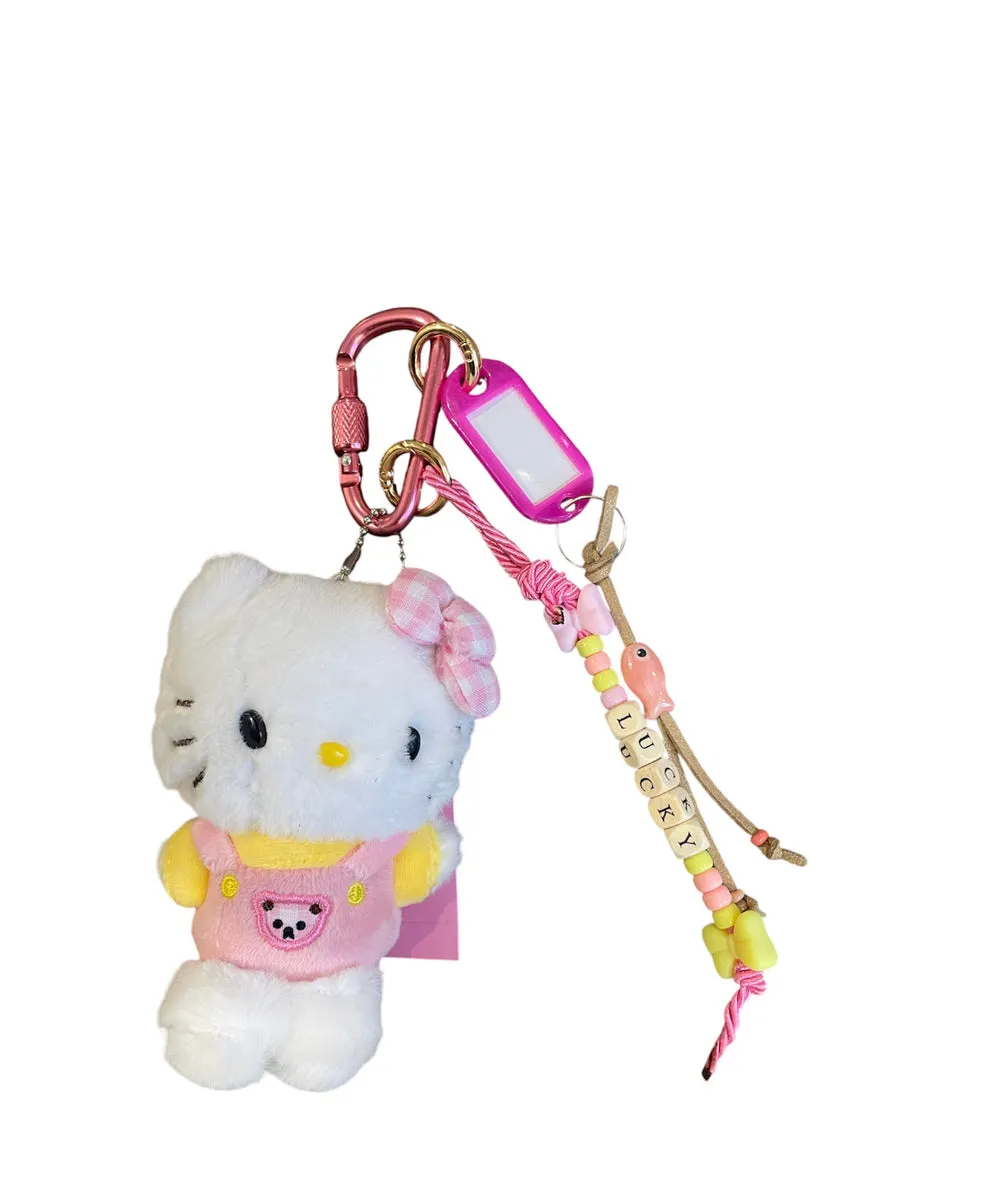 Portachiavi e applique borsa Pimp your Bag hallo kitty tutina rosa  in peluche
