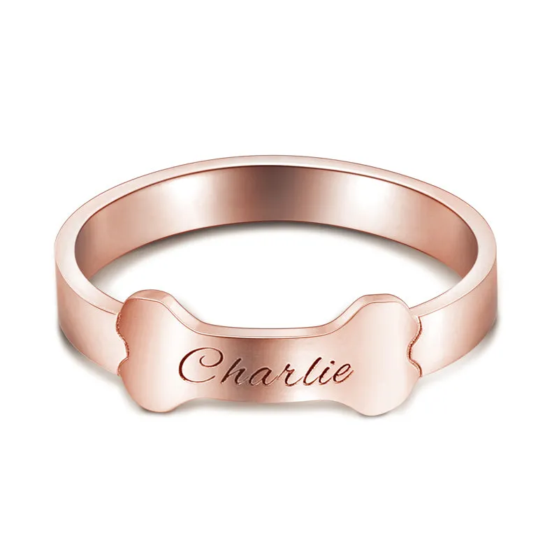 Gnoce "Pet love" Personalized Name Ring 925 Sterling Silver For Pet Lover