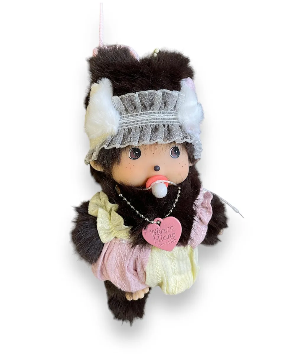 Portachiavi applique e charms per borsa lady Monchichi con paraorecchie e collanina Pimp your Bag