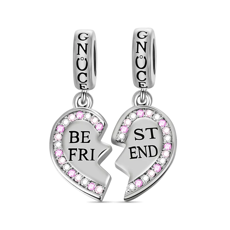 Best Friend Pendant Dangle Charm Sterling Silver with Colorful Stones