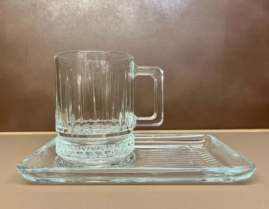 Pasabahce ELYSIA Tasse 55432 + Untersetzer 54901 SET 4-teilig 2er Set