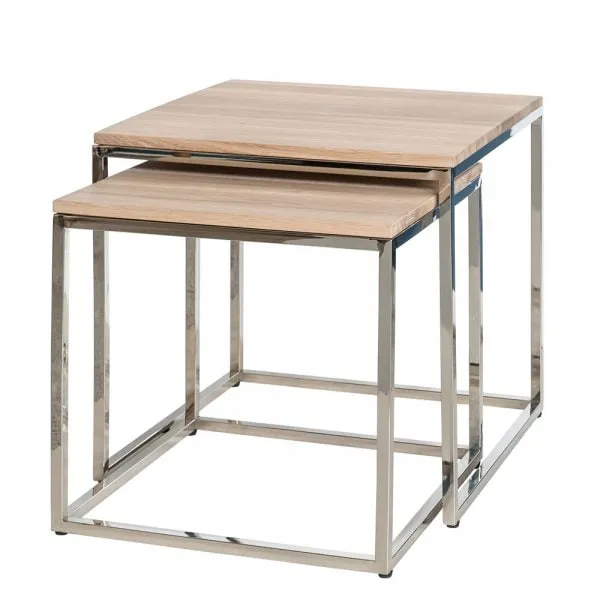 Fink Beistelltisch-Set Novo Eiche weiß geölt (2-teilig)