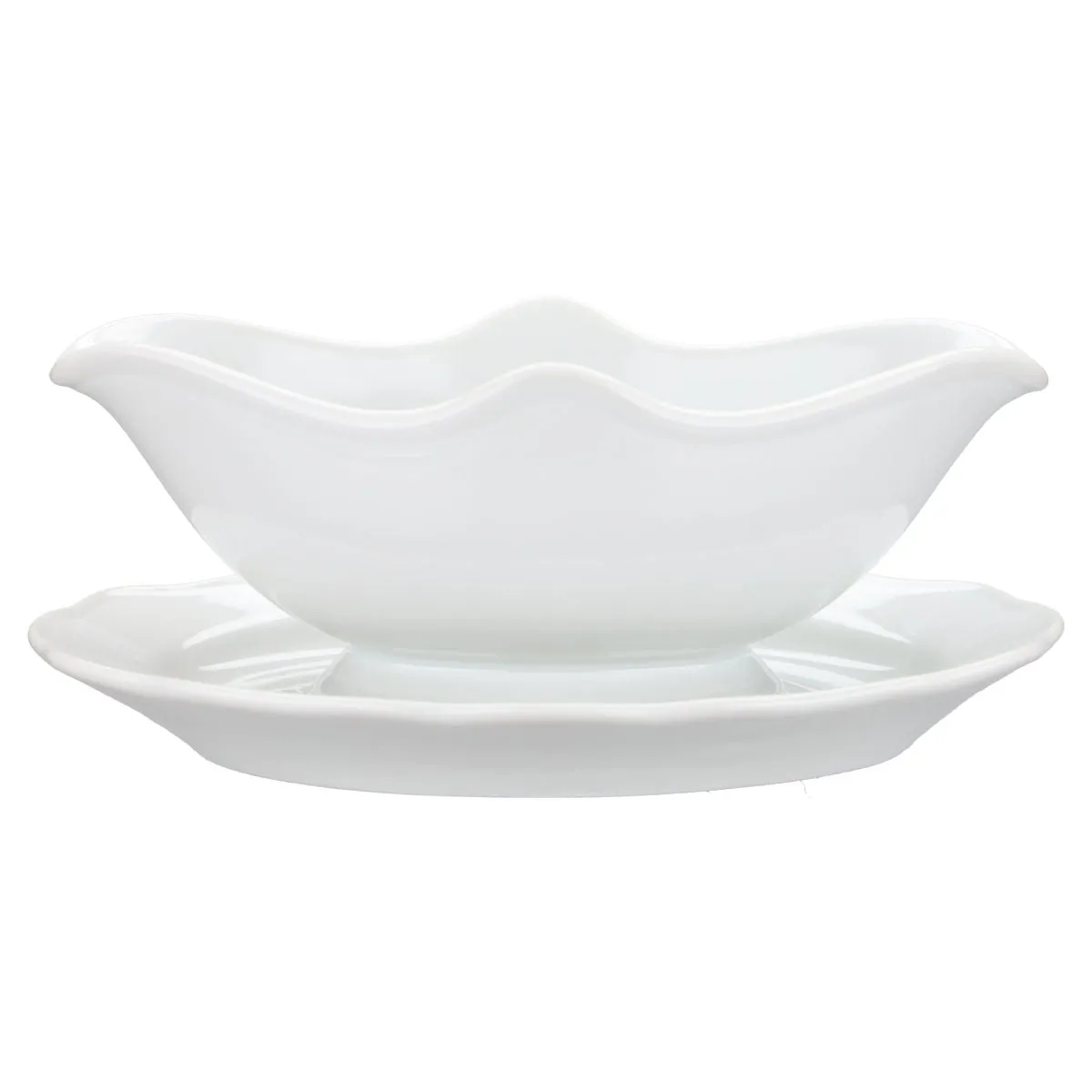 Sauciere mit Teller einteilig - Hutschenreuther Maria Theresia Weiß