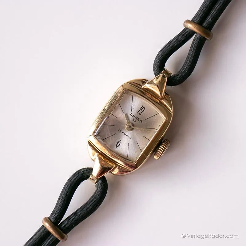 14k oro Anker Orologio meccanico per lei | Art deco Anker Orologio