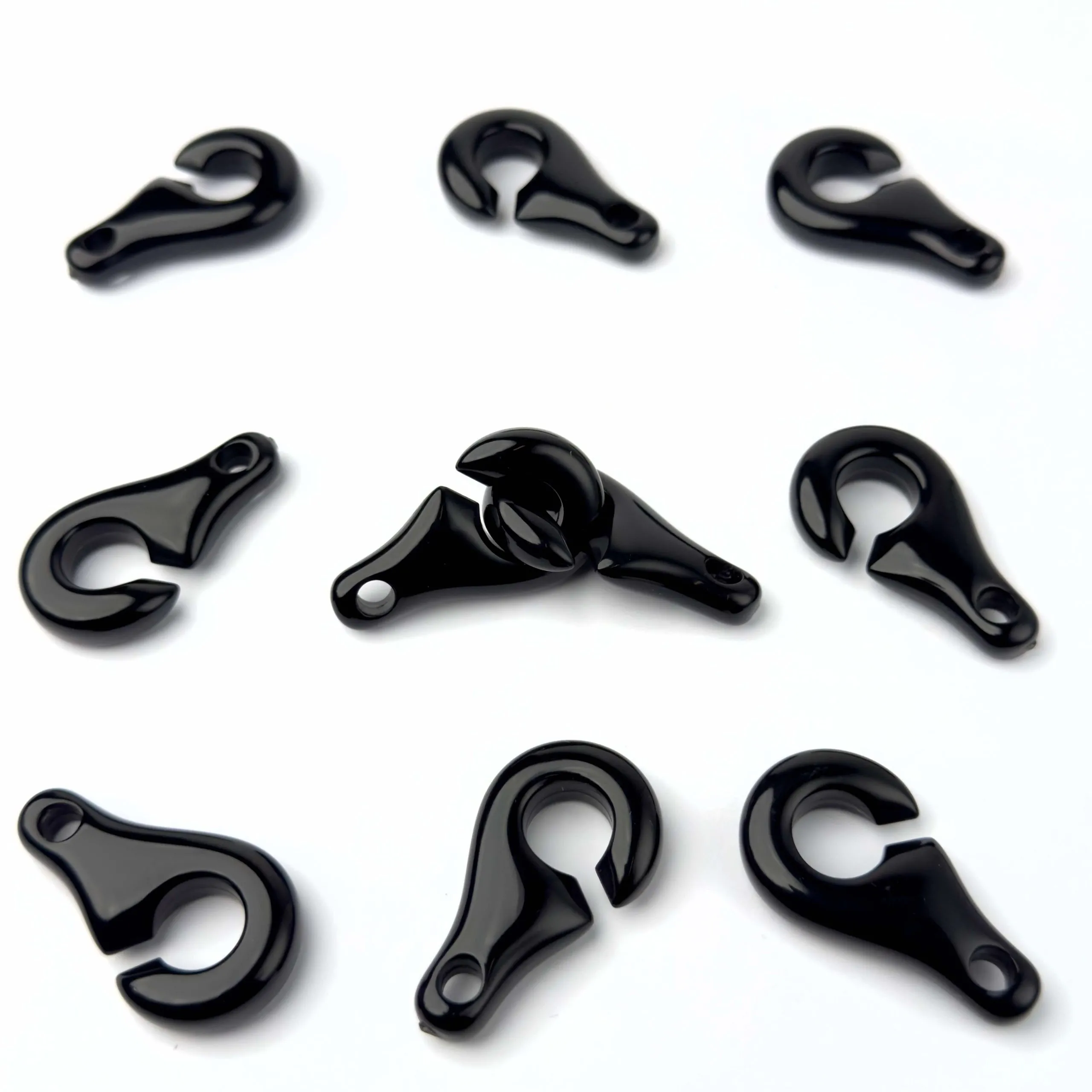 Schwarze Harzverschlüsse - 5er-Pack - Made in Italy - 44 x 25 mm Ø 5 mm