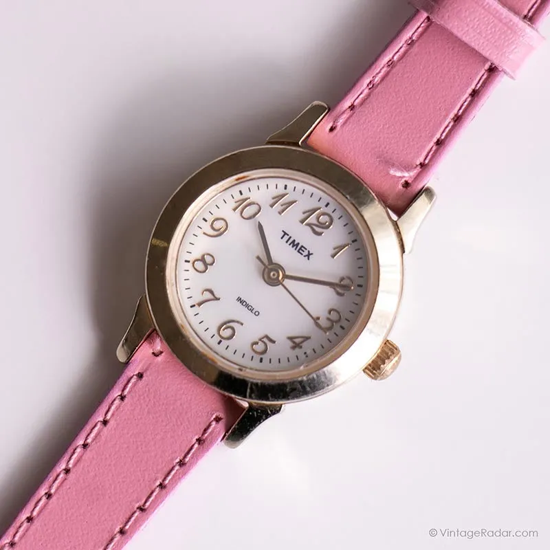 Chic vintage Timex Guarda per donne | Orologio quadrante rotondo con cinturino rosa