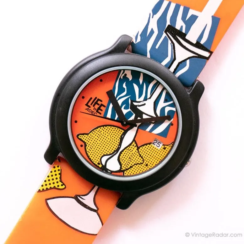 Vita pop art arancione di Adec Watch | Dai colori vivaci Citizen Orologio al quarzo