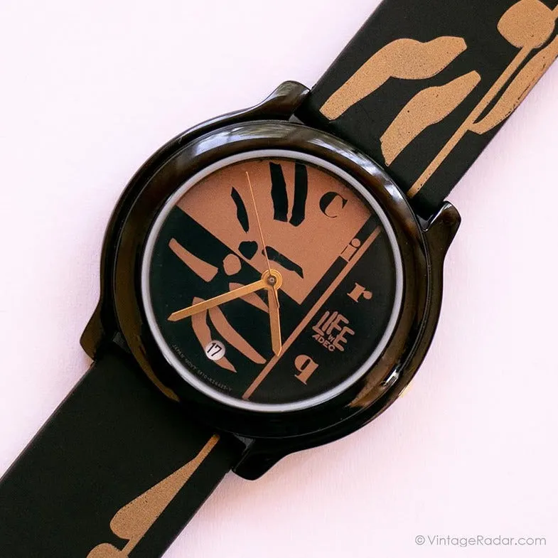 Black & Brown Adec di Citizen Guarda | Elegante orologio in quarzo Giappone degli anni '90