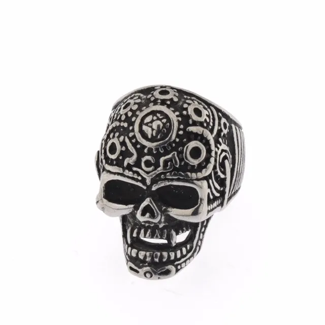 Anello in acciaio uomo donna con teschio inciso