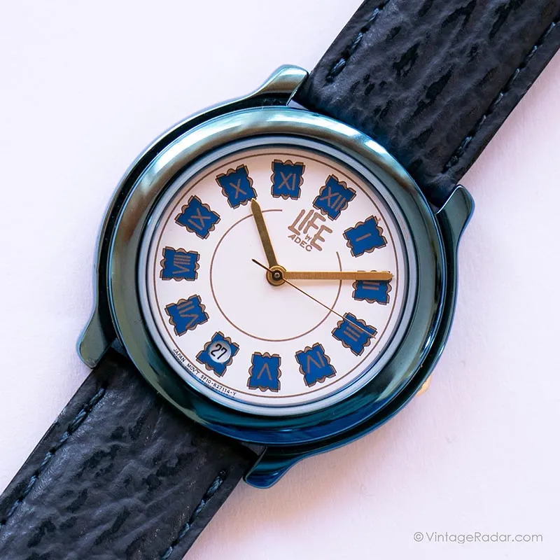 Vita blu scuro vintage di Adec Watch | Citizen Giappone orologio al quarzo