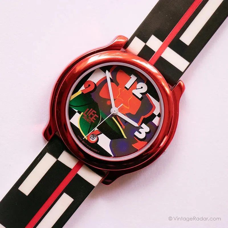 Adec rosso vintage rosso e nero orologio | Giappone Quartz orologio da Citizen