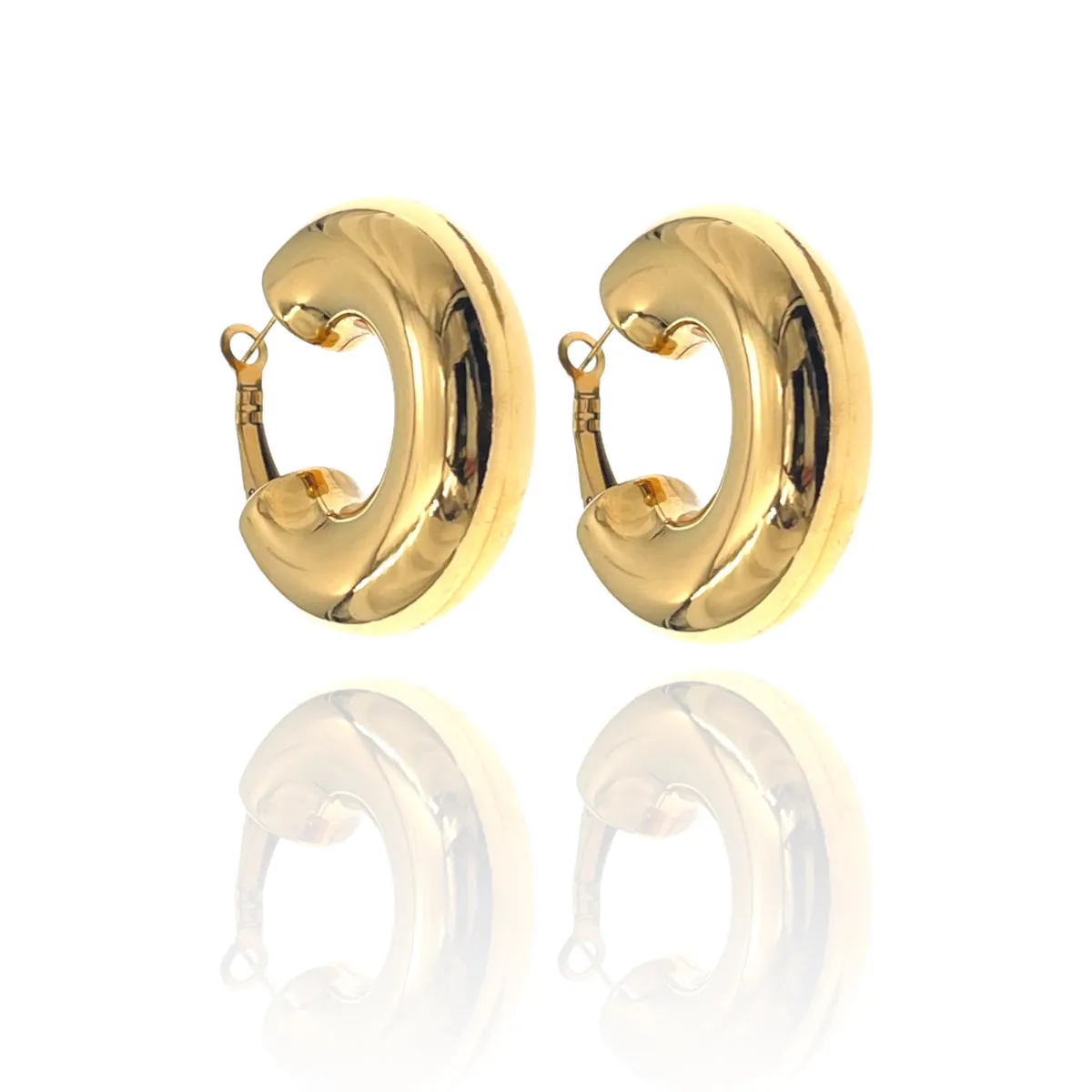 Orecchini a cerchio in acciaio dorato