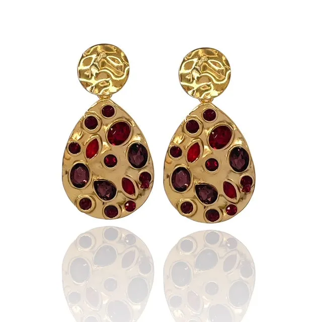 Orecchini in ottone grappolo con cristalli