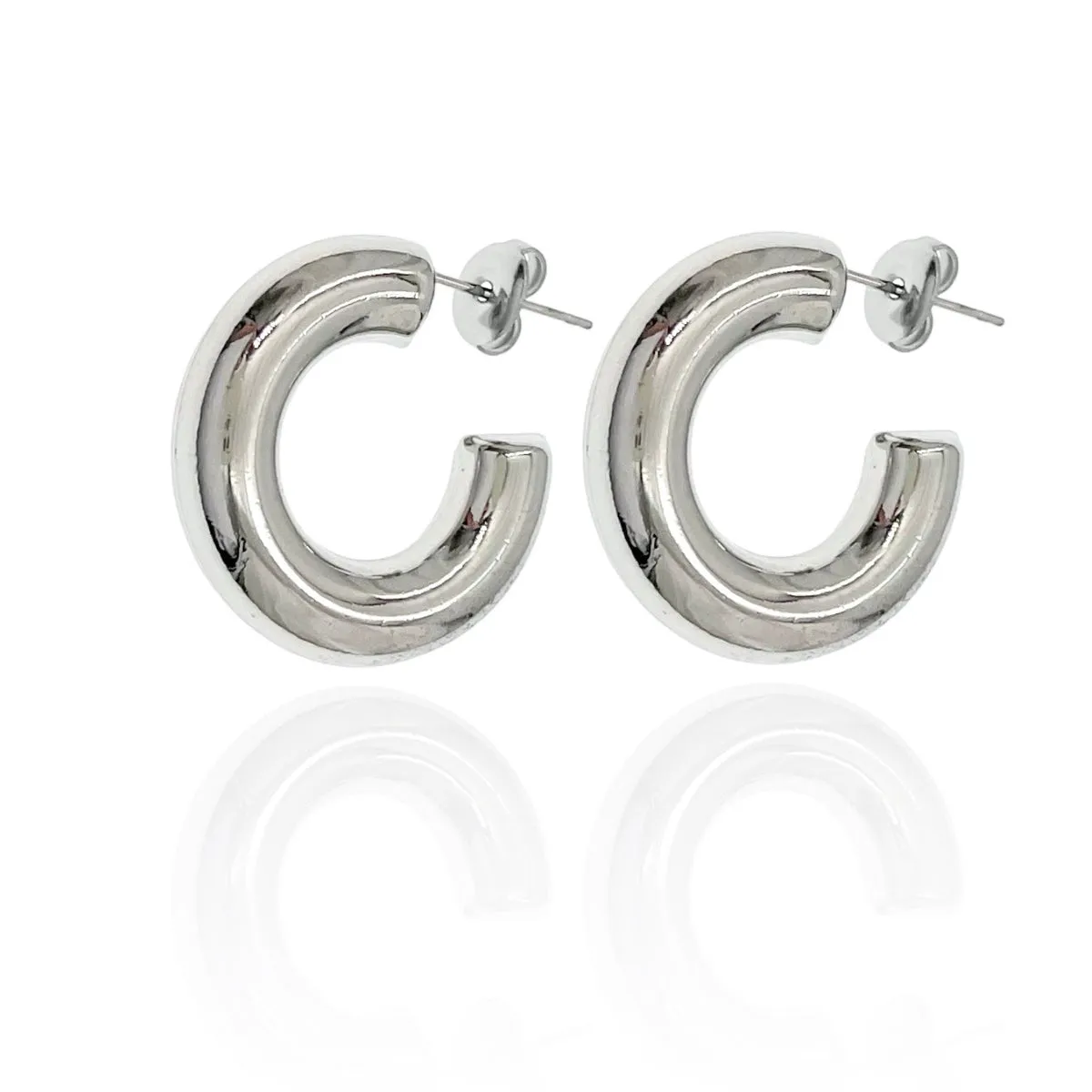 Orecchini a cerchio e perno in acciaio o  dorato